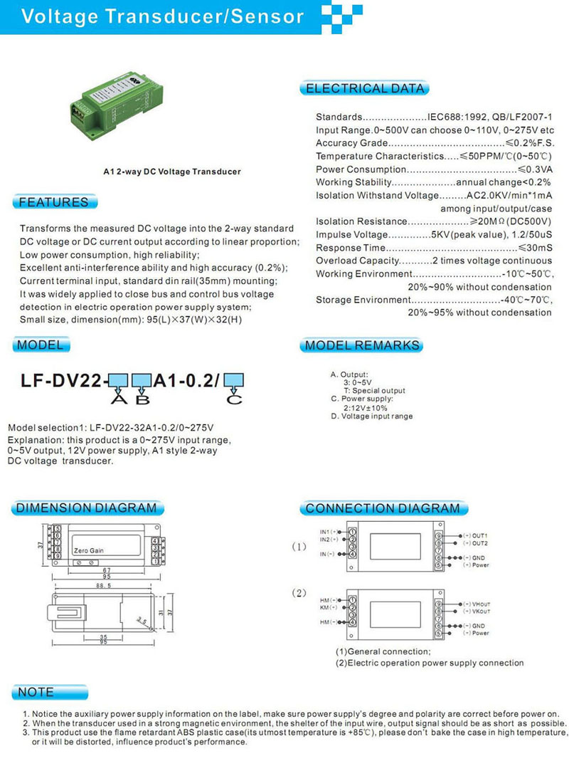 SA1 2-way DC Voltage Transducer
